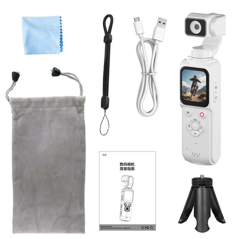 Handheld gimbal camera standard white unit rear view with gimbal mount detail