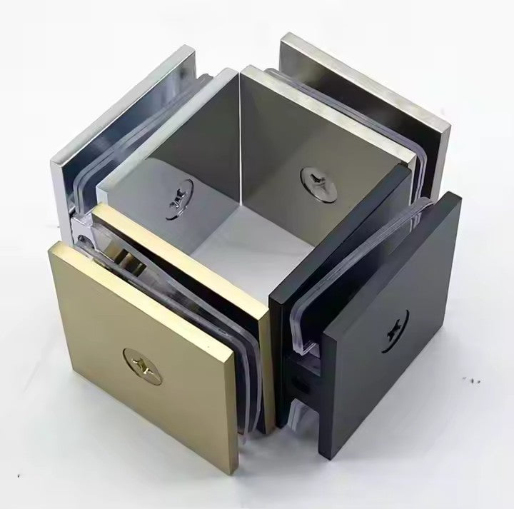 Clamp hardware display - Grey black gold finishes all options shown