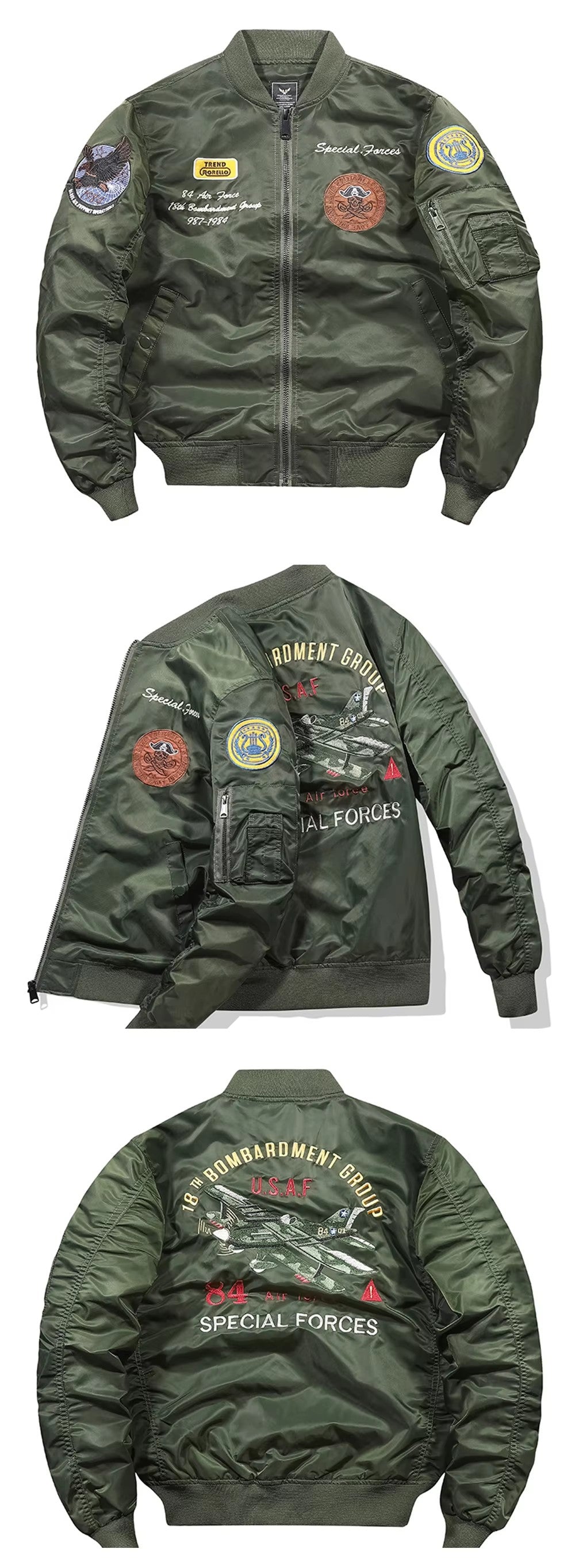 Custom flight bomber jacket - Navy blue front view