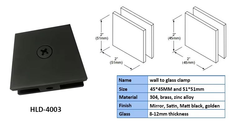 Glass clamp installation - Bathroom shower enclosure mounted view