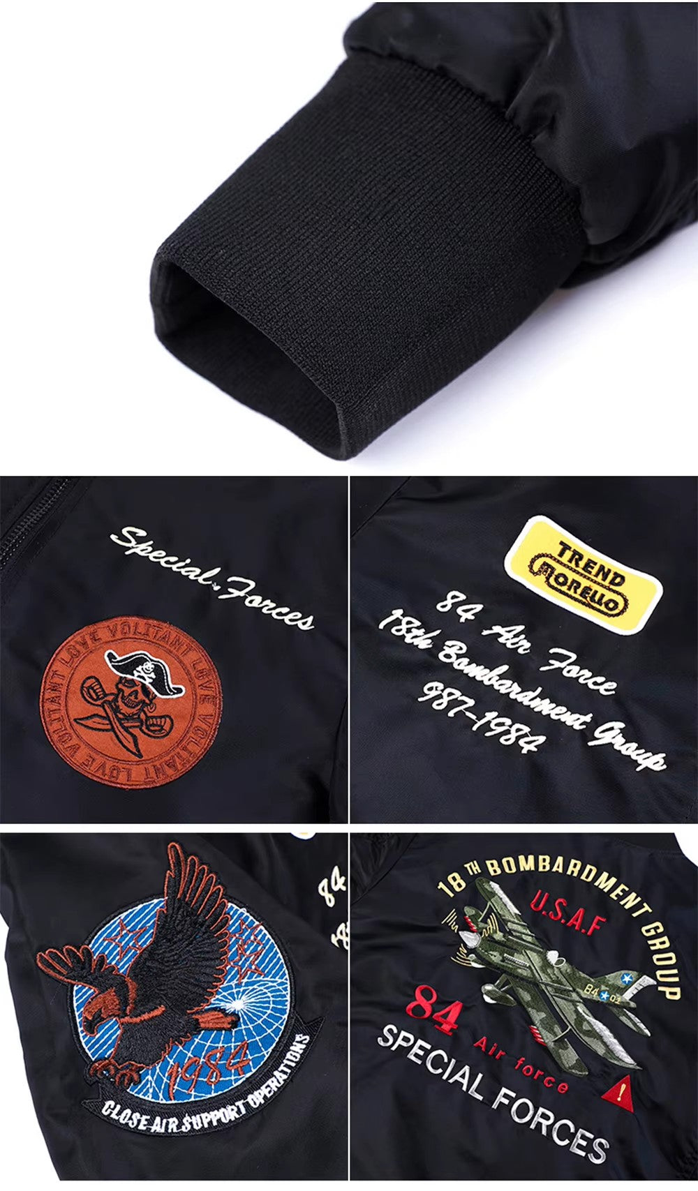 Custom bomber display - All colors lineup olive grey black navy