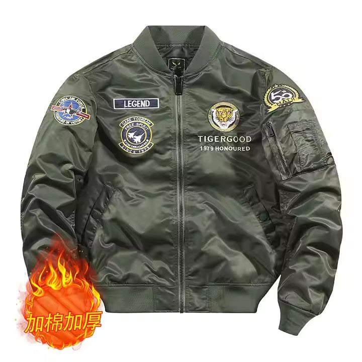 Flight jacket custom bomber - Grey color front angle