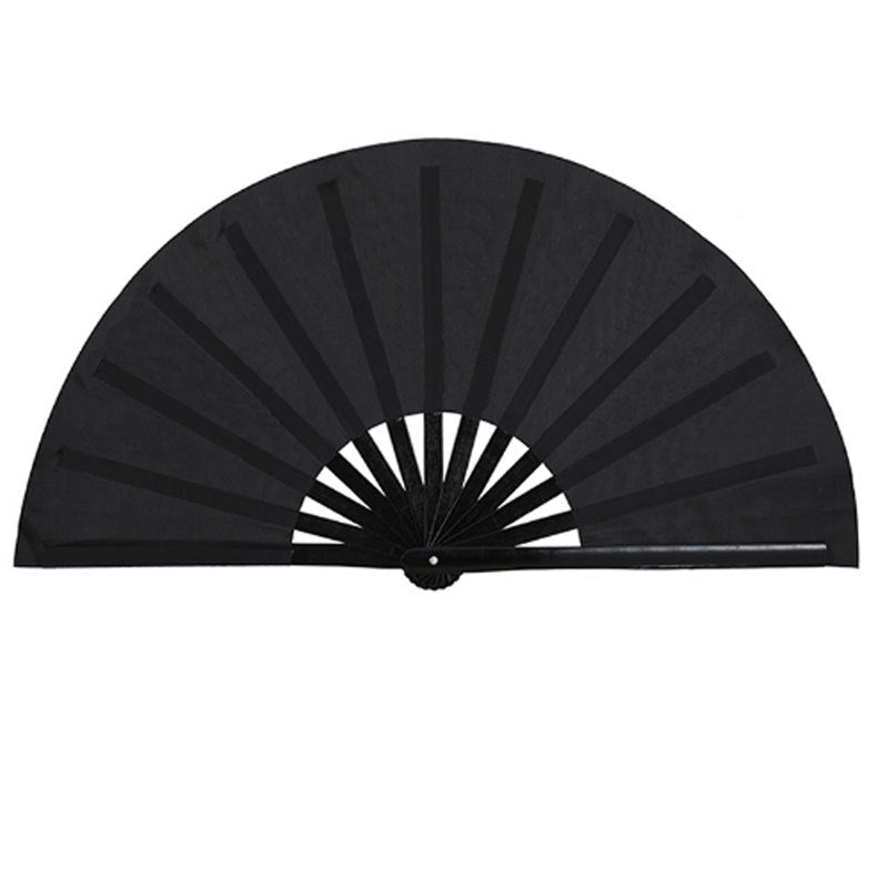 Small batch cloth folding fans with black ribs arranged for OEM order