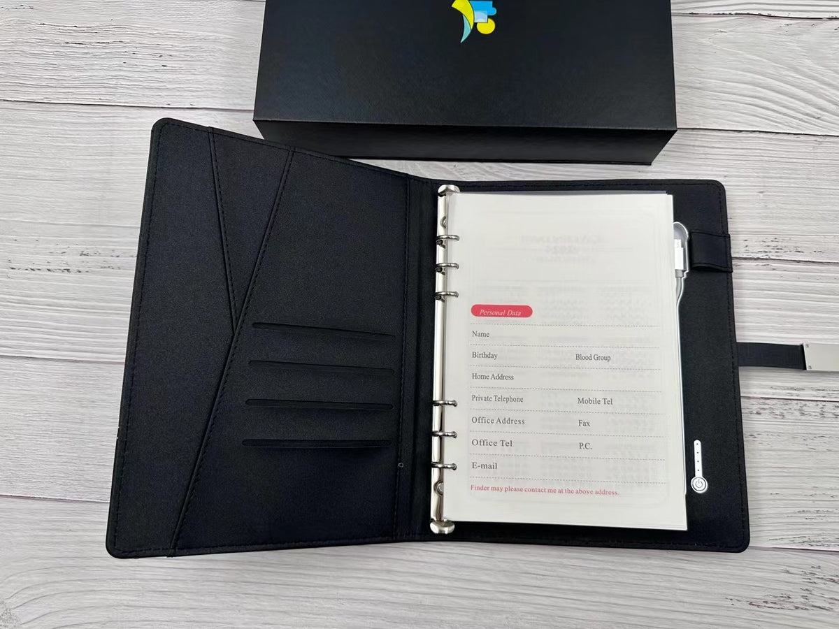 Close-up of the charging indicator and USB port on the notebook power bank