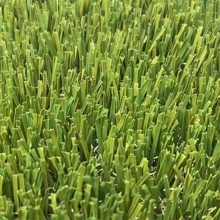 Synthetic grass detail - Green artificial turf blade texture closeup