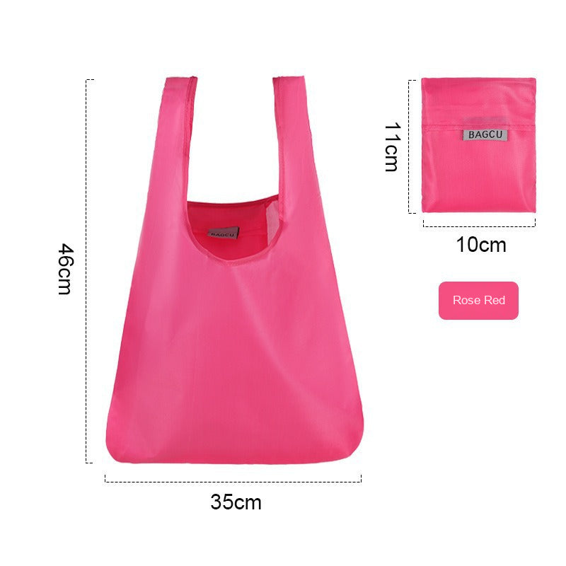 BAGCU nylon tote bag in red with the BAGCU label on the front