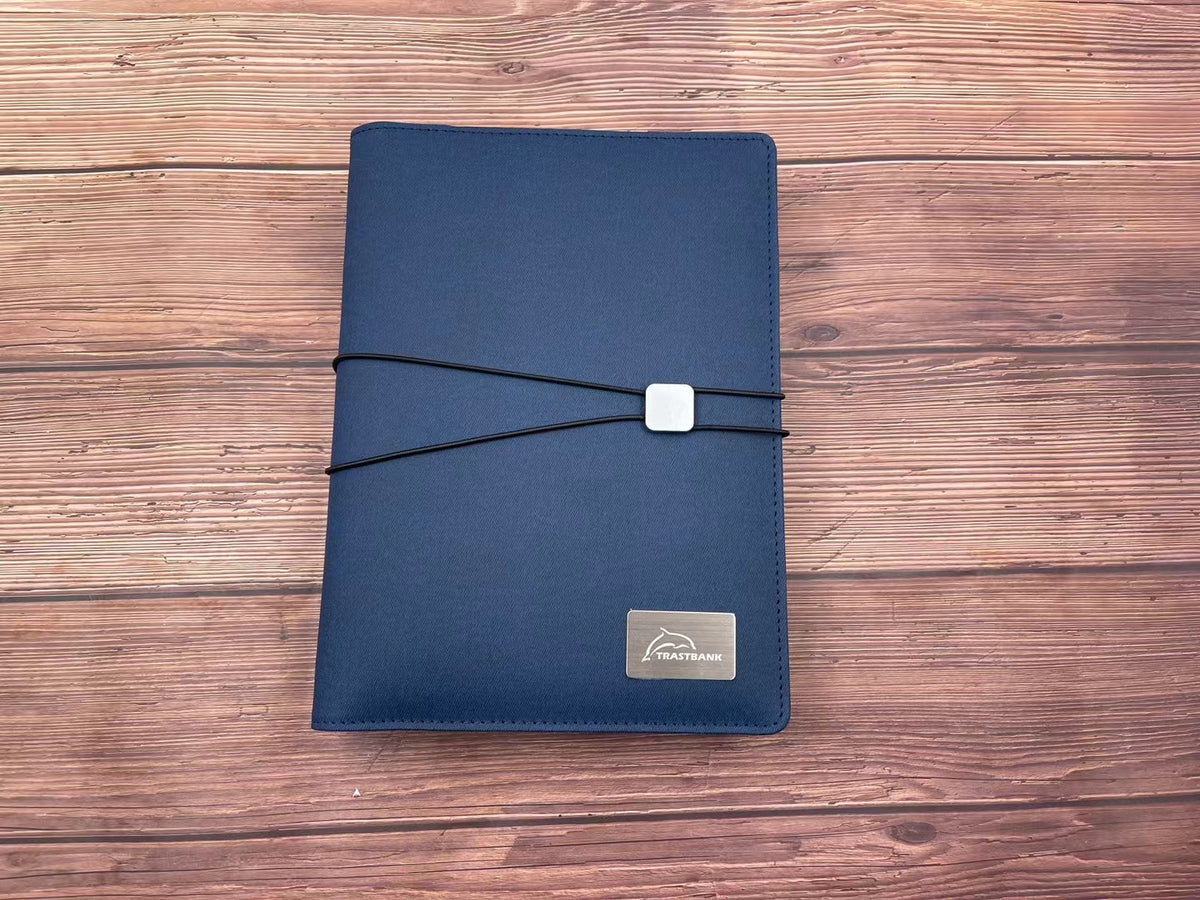 Custom logo leather deer-head notebook used as a cafe guestbook