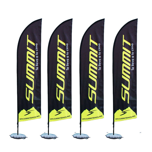 Close-up of printed polyester feather flag fabric showing vibrant custom logo colors