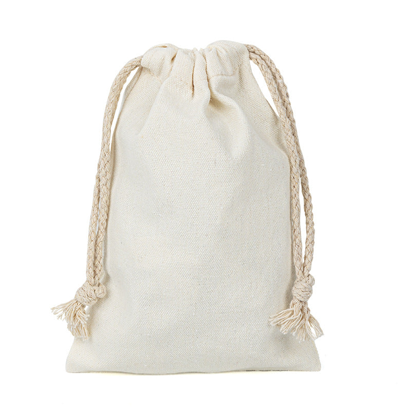 Printed Cotton Linen Drawstring Pouch for Coffee Shops